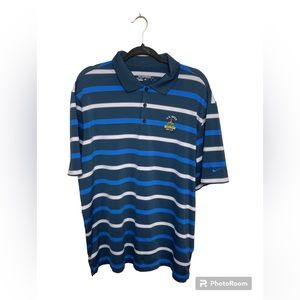 Nike blue/green striped short sleeve polo. U.S. Open 2013 Merion. XL